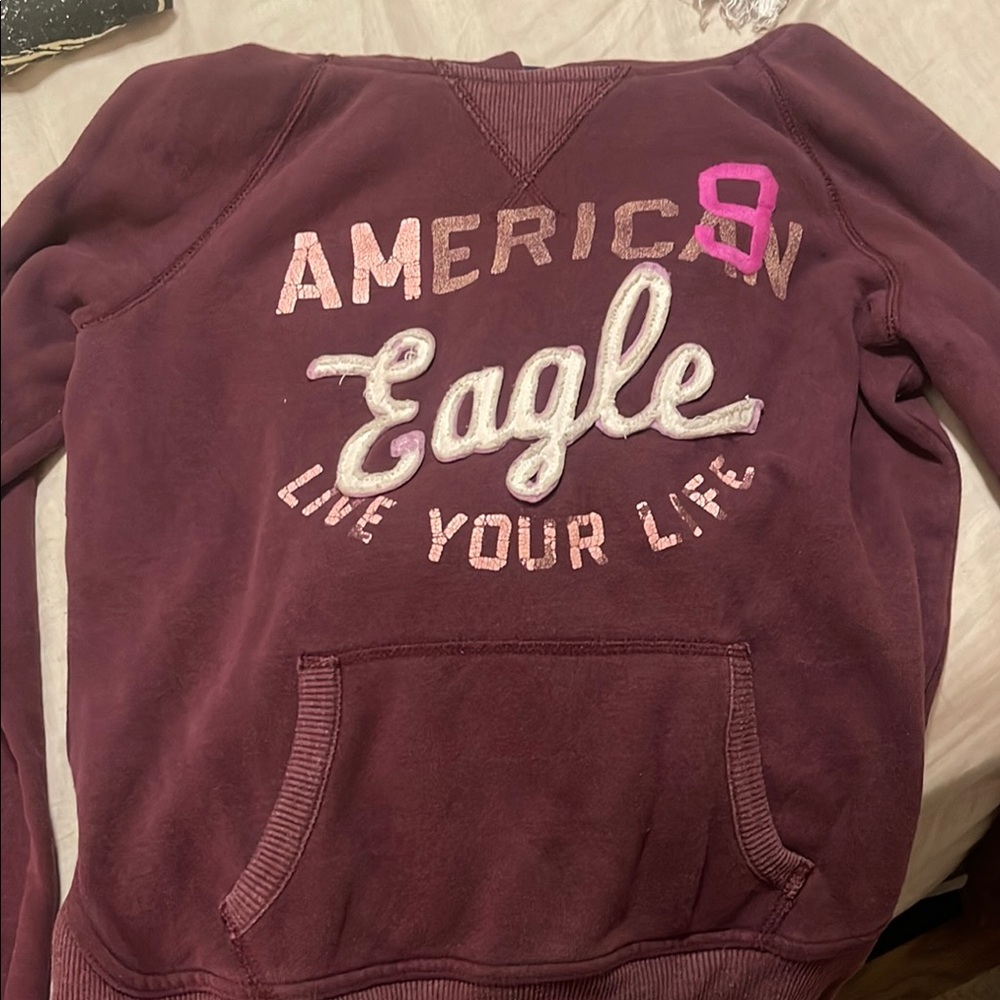 American Eagle Outfitters Burgundy Hoodie Sweatshirt